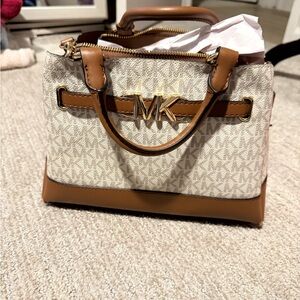 Michael Kors Brown and Cream Satchel Bag